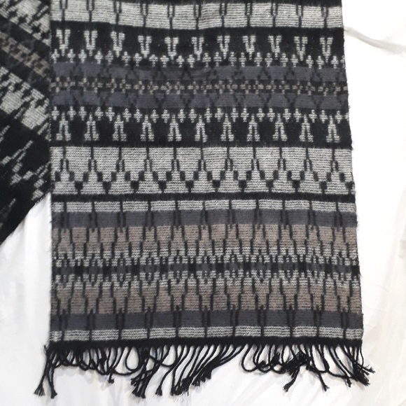 HUGE Black Grey Wide Winter Scarf 76x19" - Picture 2 of 6